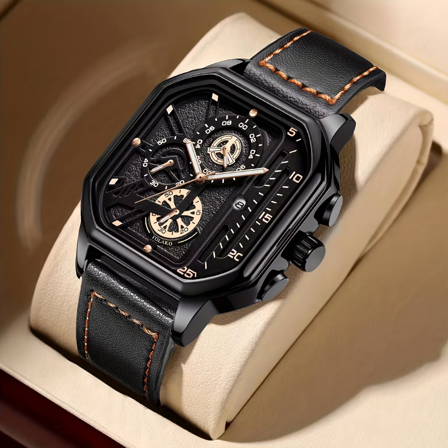 Montre de sport homme en cuir