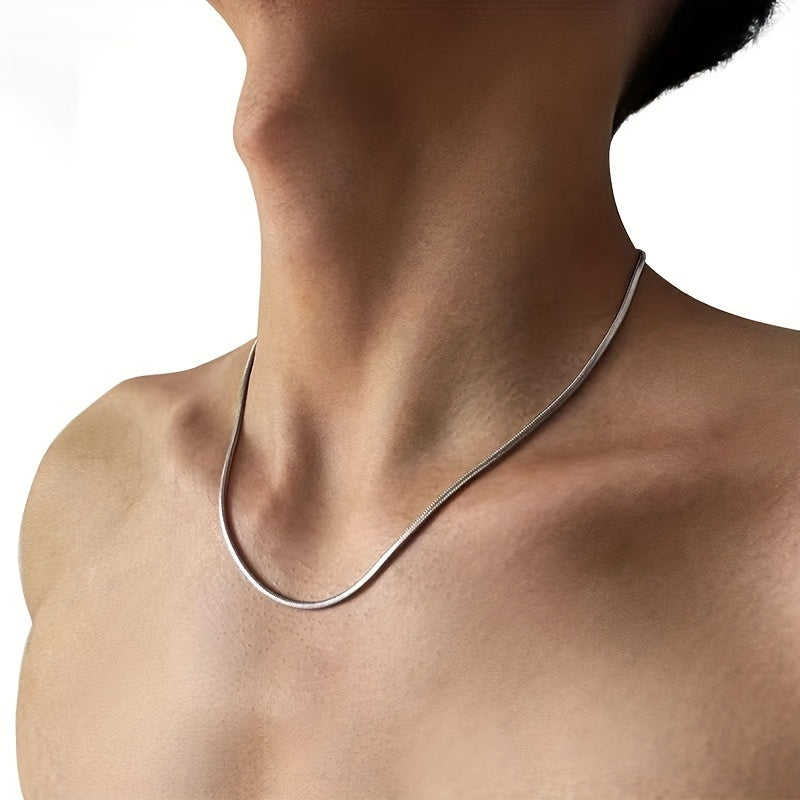 1Pc Chaine Homme Collier A Maillons Acier