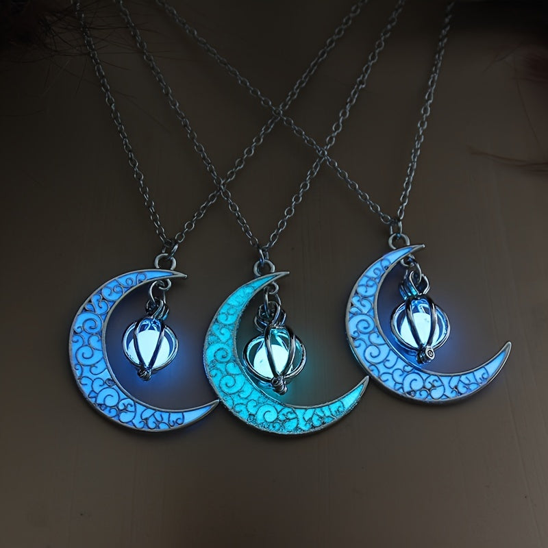 Collier Lune Brille Dans Le Noir Unisexe