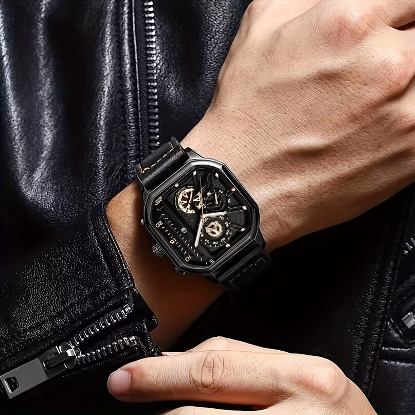 Montre de sport homme en cuir