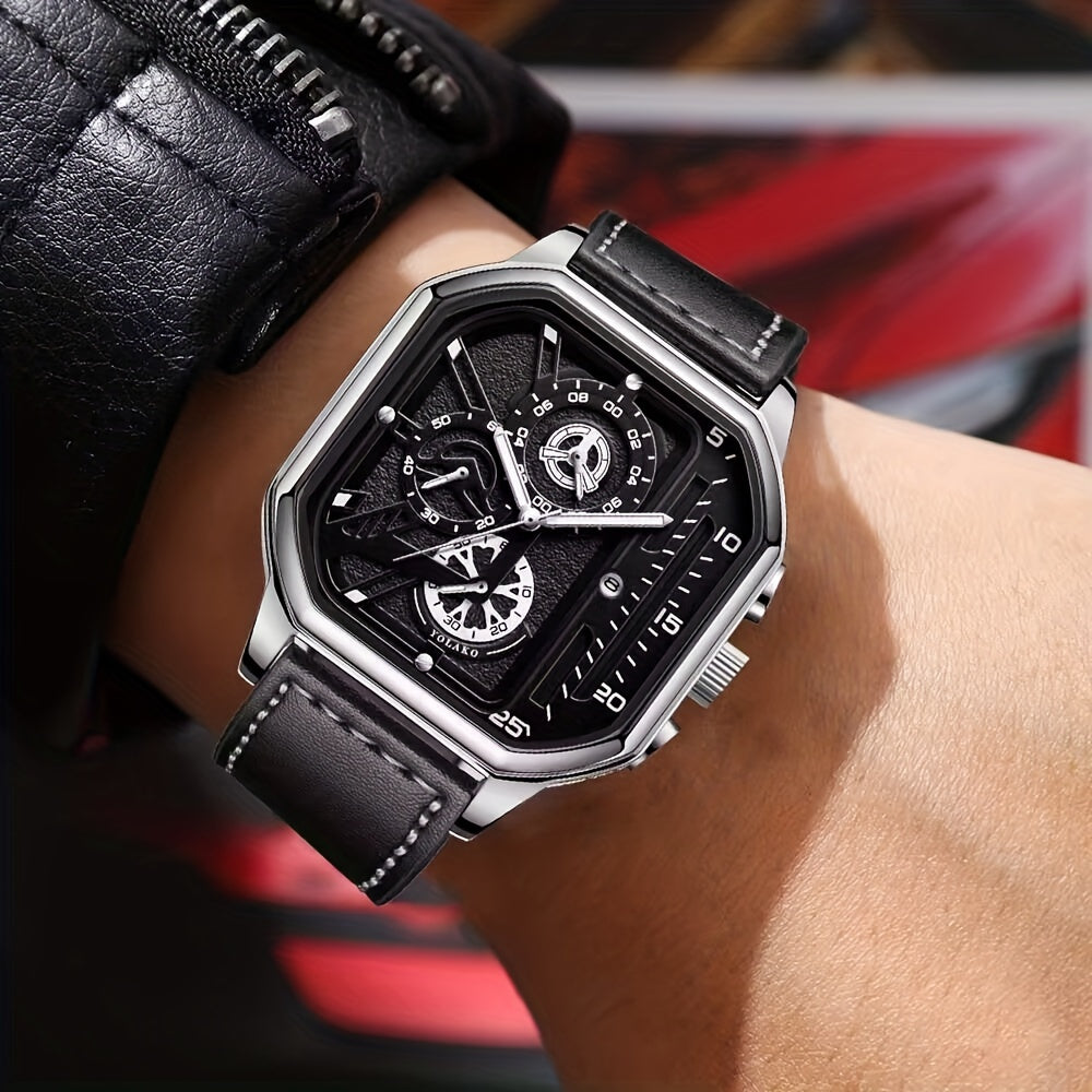 Montre de sport homme en cuir