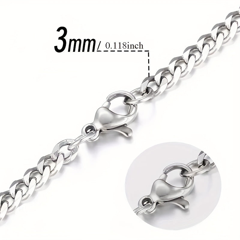 1pc Chaine Homme 3/5/7mm Titane