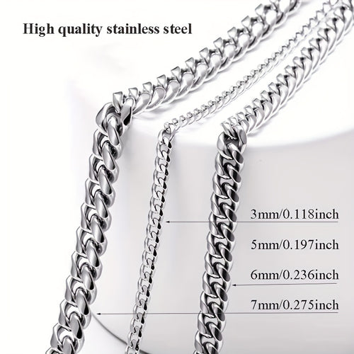 1pc Chaine Homme 3/5/7mm Titane
