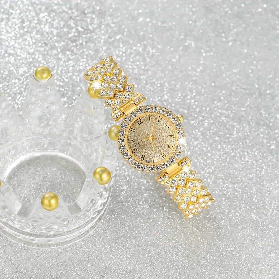 Montre et bracelet imitation diamant or