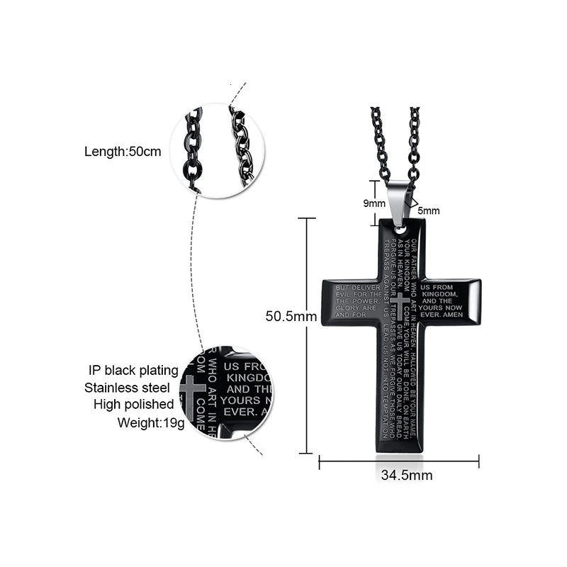 Chaine Homme Croix or/argent/noir Collier