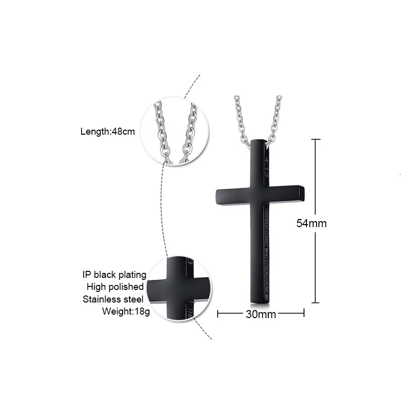 Chaine Homme Croix or/argent/noir Collier