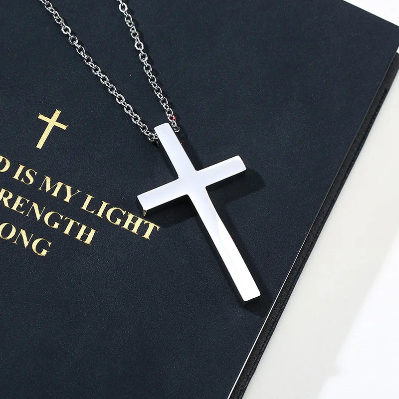 Chaine Homme Croix or/argent/noir Collier