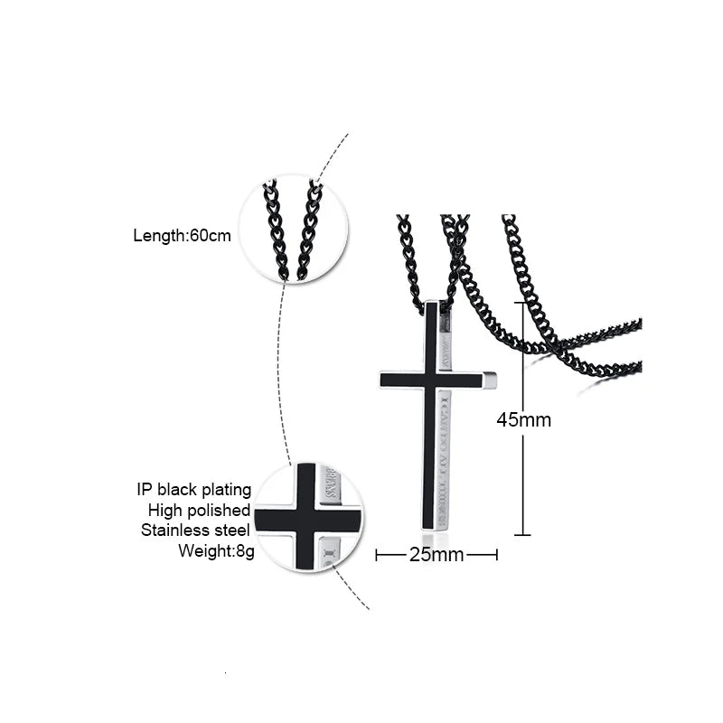 Chaine Homme Croix or/argent/noir Collier