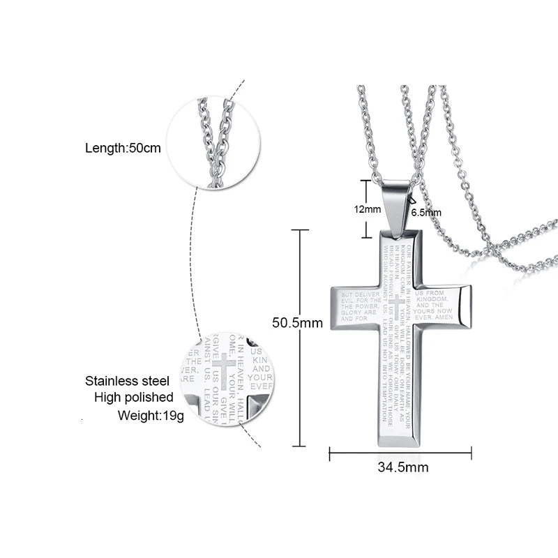 Chaine Homme Croix or/argent/noir Collier