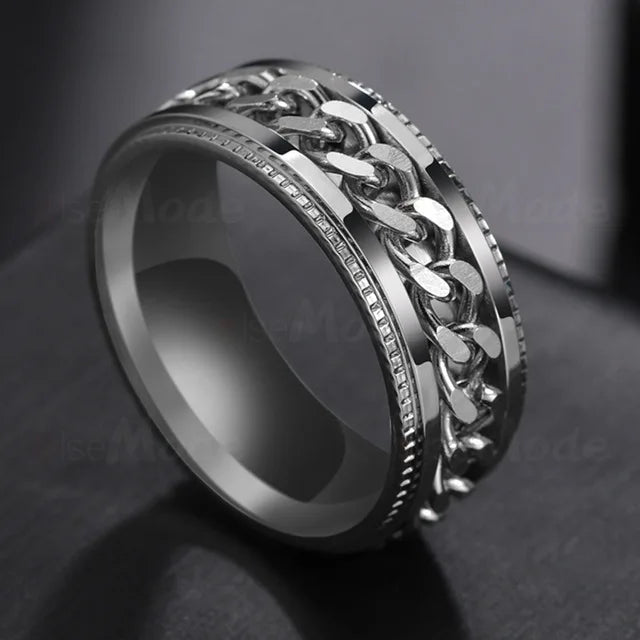 Bague Anneau rotatif chaine pour Homme