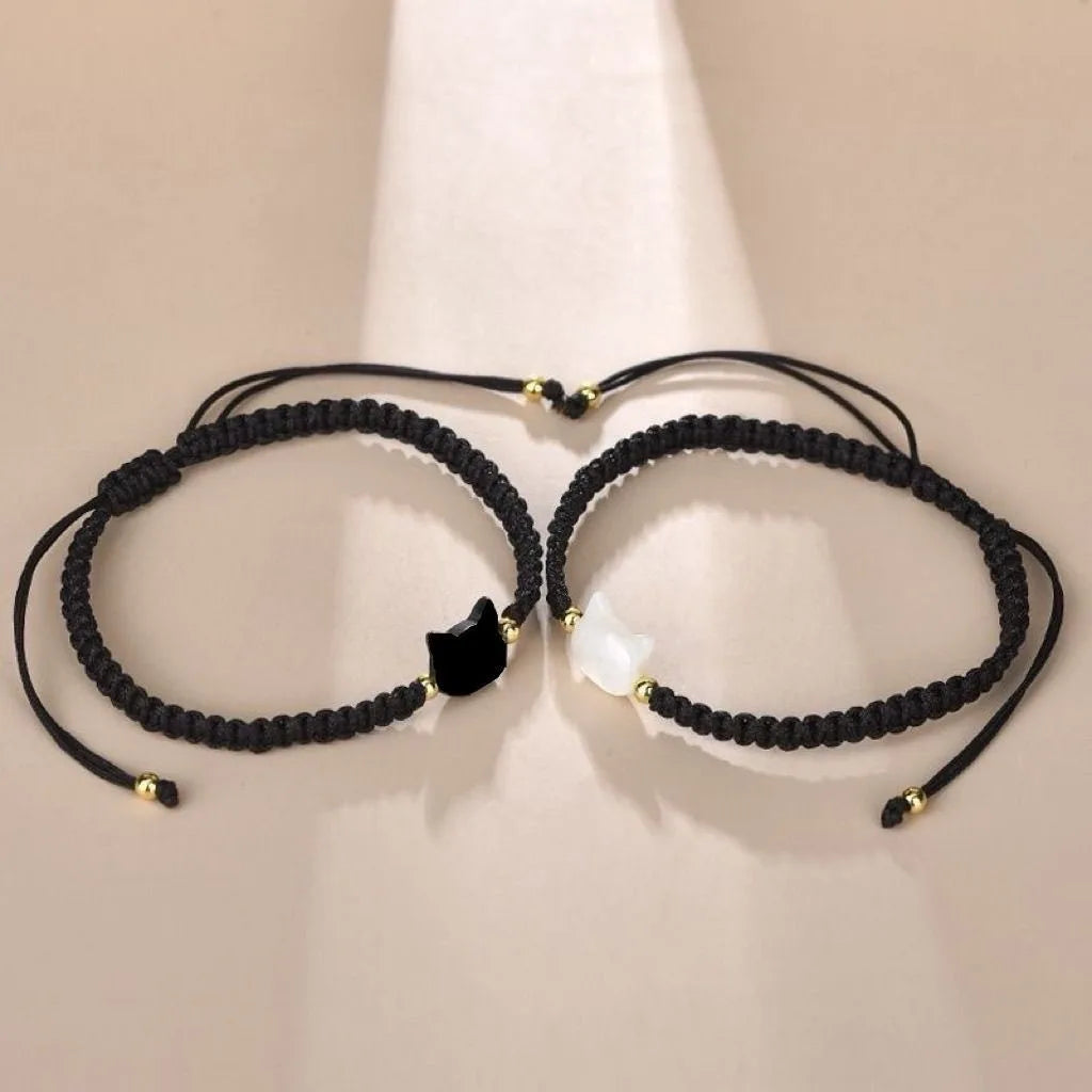 2pcs bracelets couple chats