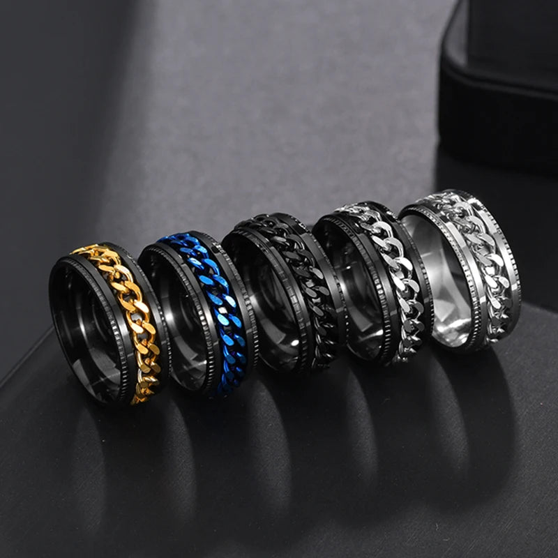 Bague Anneau rotatif chaine pour Homme