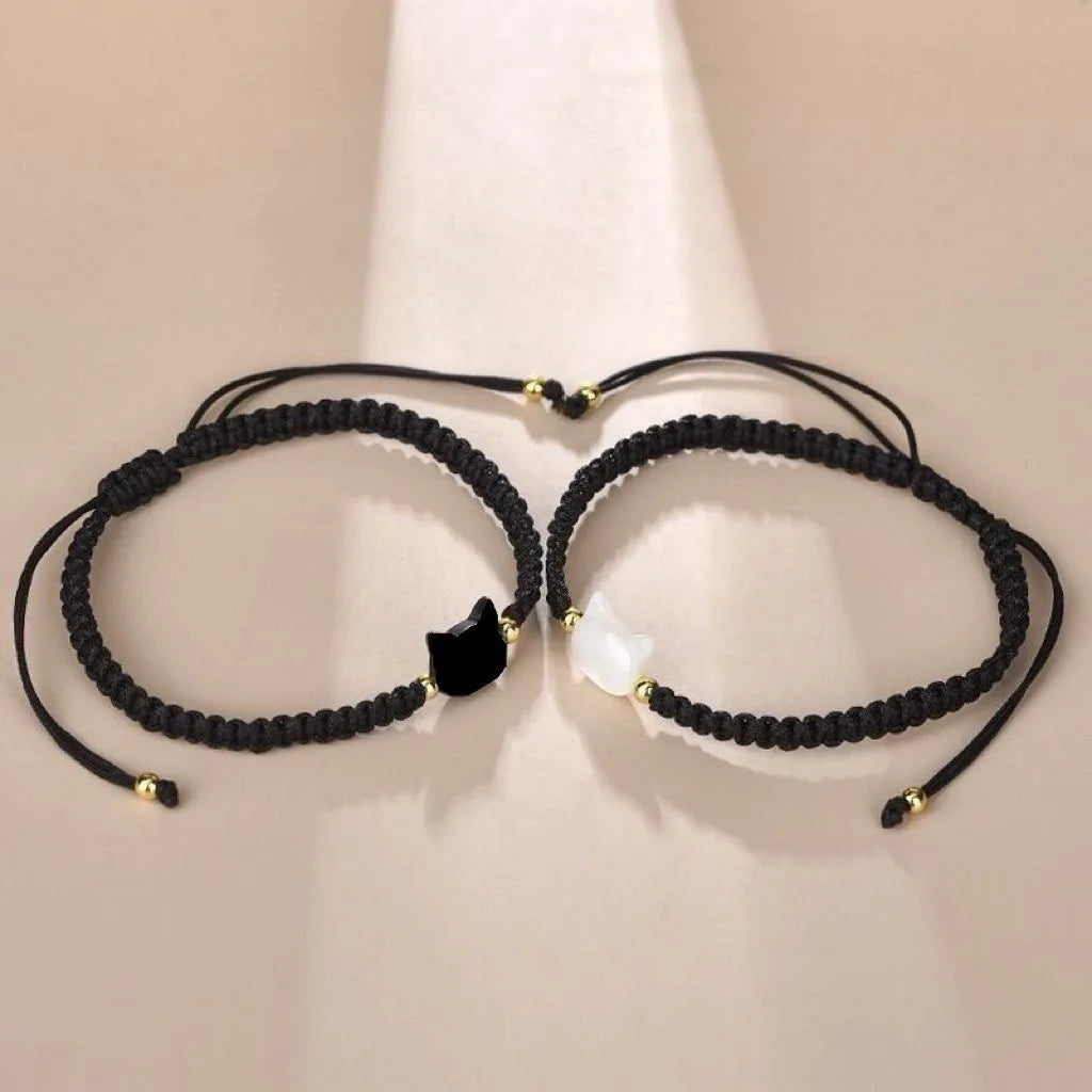 2pcs bracelets couple chats