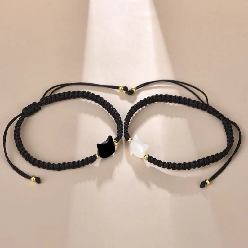 2pcs bracelets couple chats