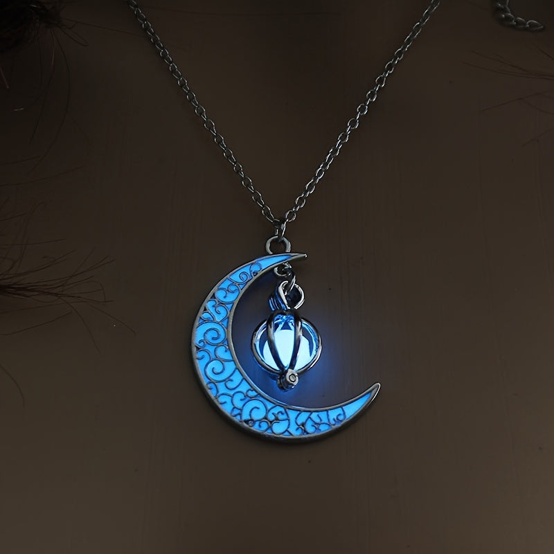 Collier Lune Brille Dans Le Noir Unisexe
