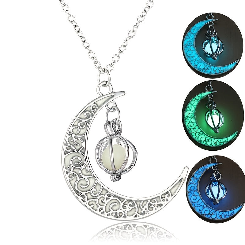 Collier Lune Brille Dans Le Noir Unisexe